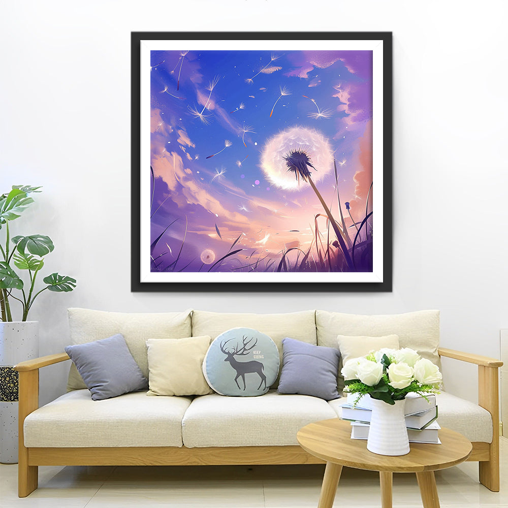 Dromerige Paardenbloem in het Magische Avondlicht Diamond Painting