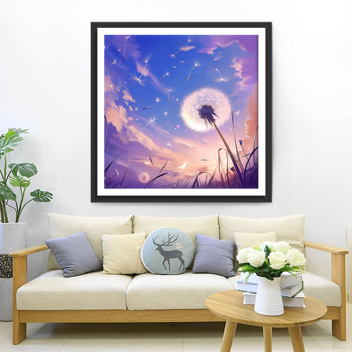 Dromerige Paardenbloem in het Magische Avondlicht Diamond Painting
