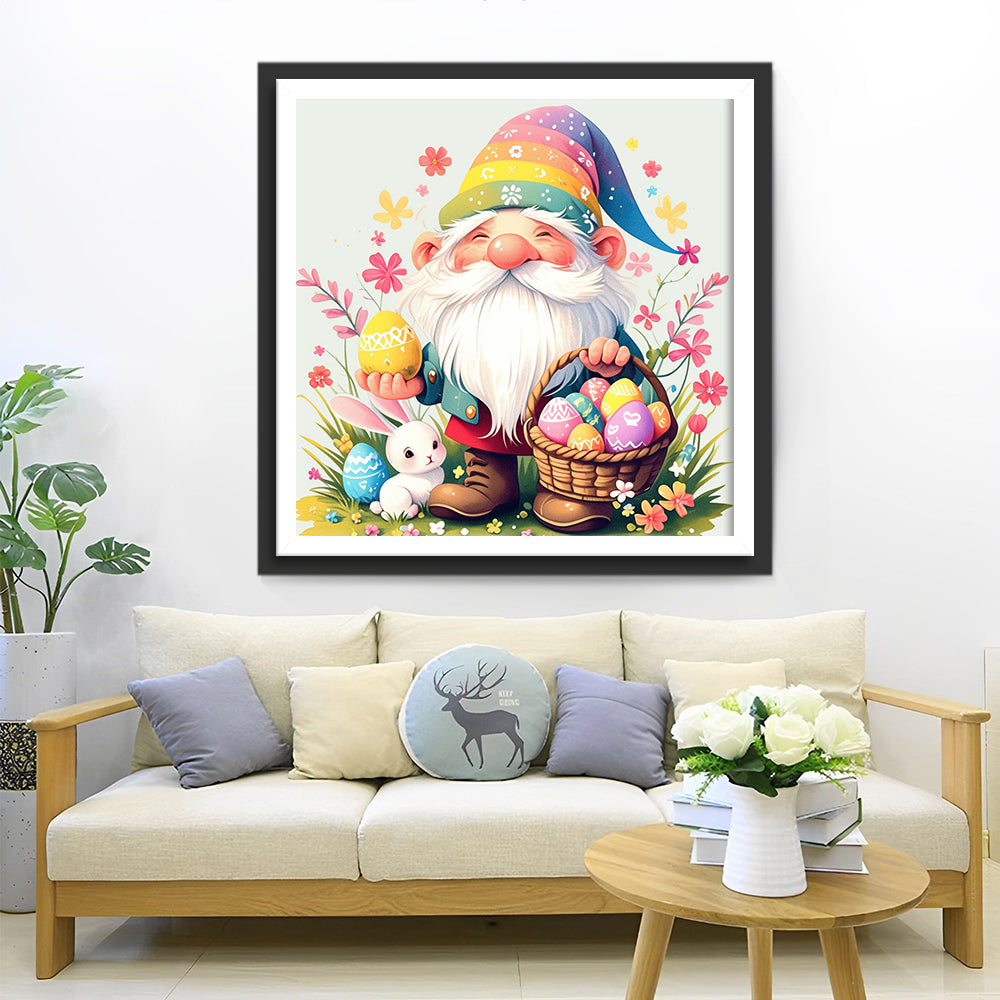 Dwerg met Paaseieren en Konijntje Diamond Painting