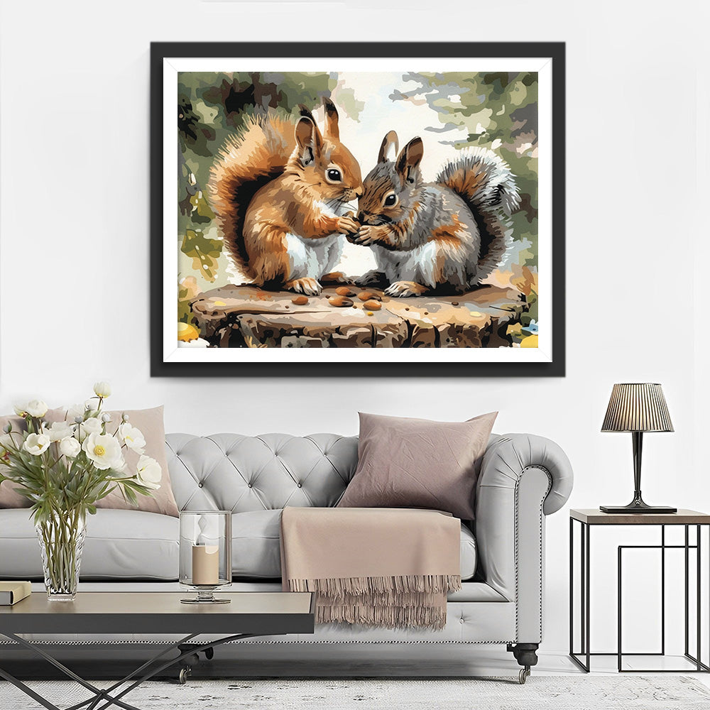 Eekhoorns en Dennenpitten Diamond Painting