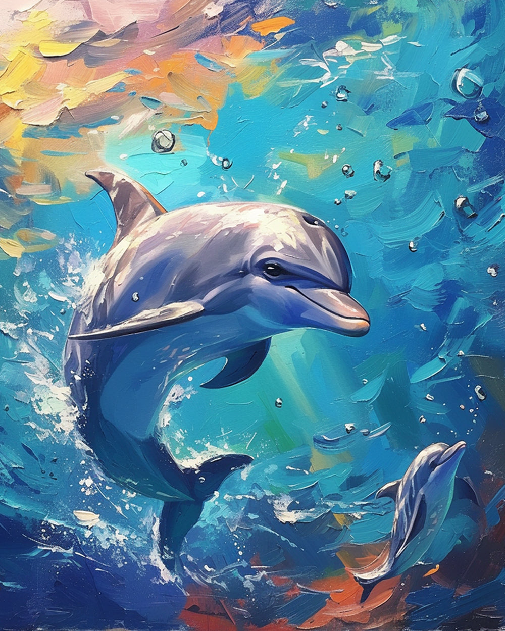 Een Blije Dolfijn in de Zee Diamond Painting