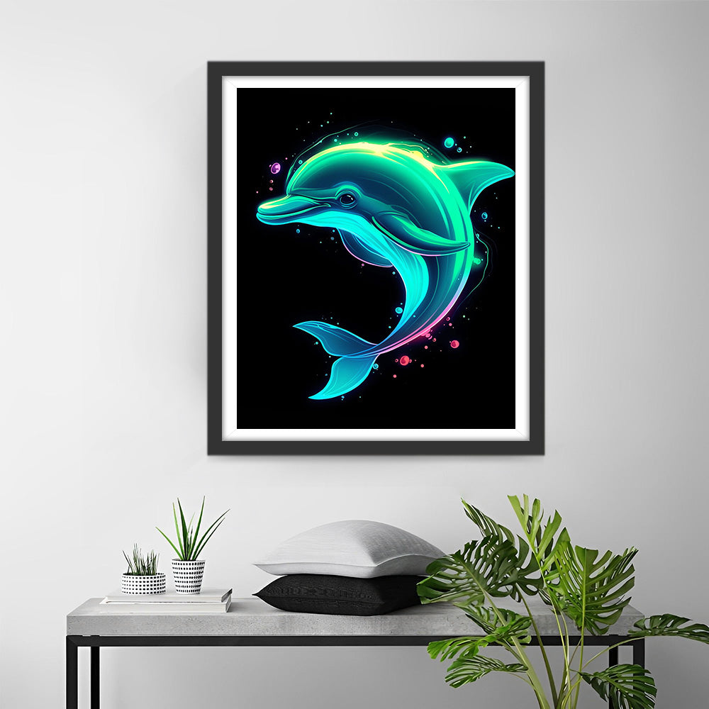 Een Blije Gloeiende Dolfijn Diamond Painting