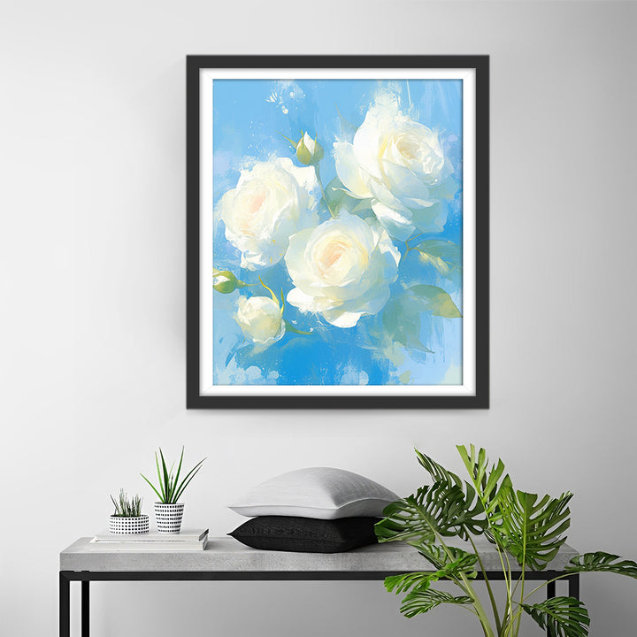 Een Bos Witte Rozen Diamond Painting