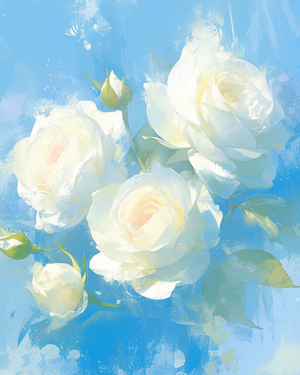 Een Bos Witte Rozen Diamond Painting