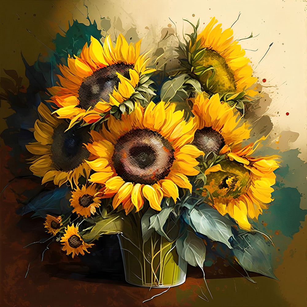 Een Bosje Levendige Zonnebloemen Diamond Painting