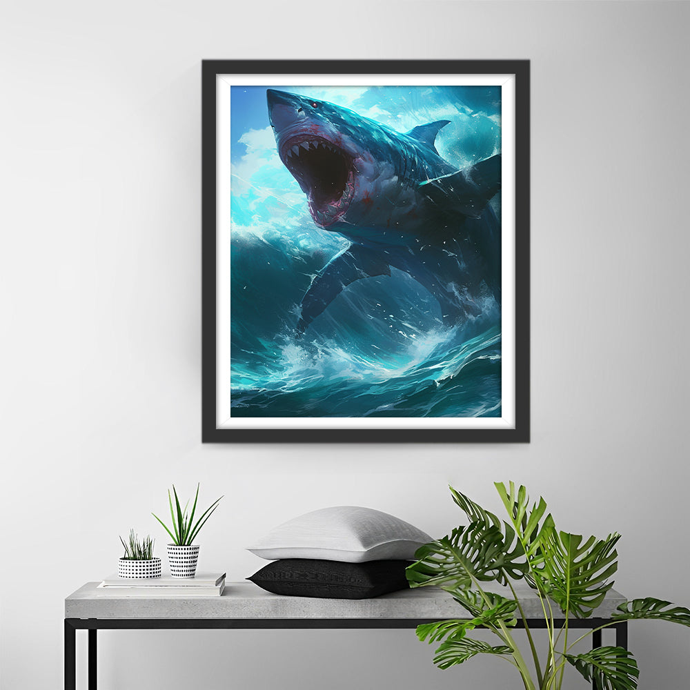 Een Enge Haai Diamond Painting