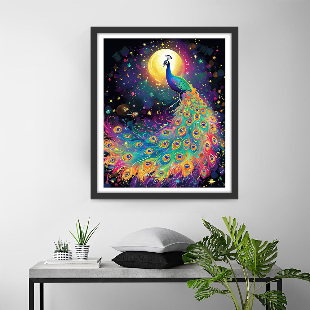 Een Gouden Bal en Kleurrijke Pauwen Diamond Painting