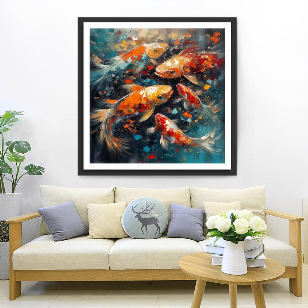 Een Groep Koi Karper Diamond Painting