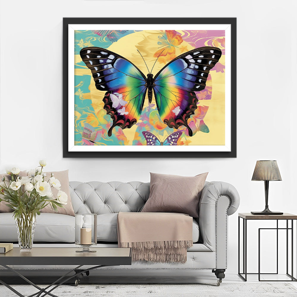 Een Grote Vlinder voor een Kleurrijke Vlinderachtergrond Diamond Painting