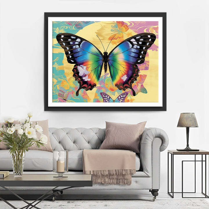 Een Grote Vlinder voor een Kleurrijke Vlinderachtergrond Diamond Painting