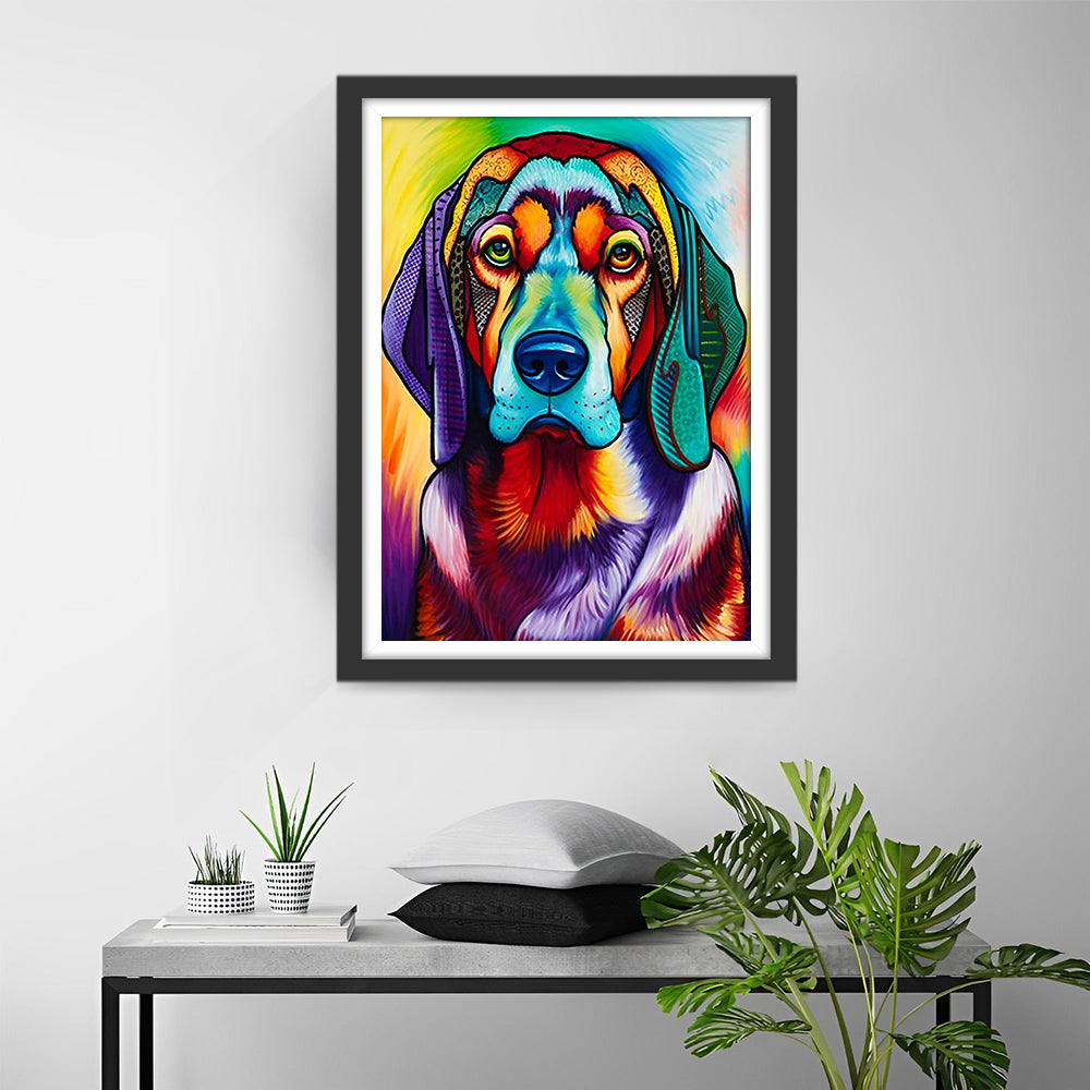 Een Kleurrijke Hond met een Gladde Vacht Diamond Painting