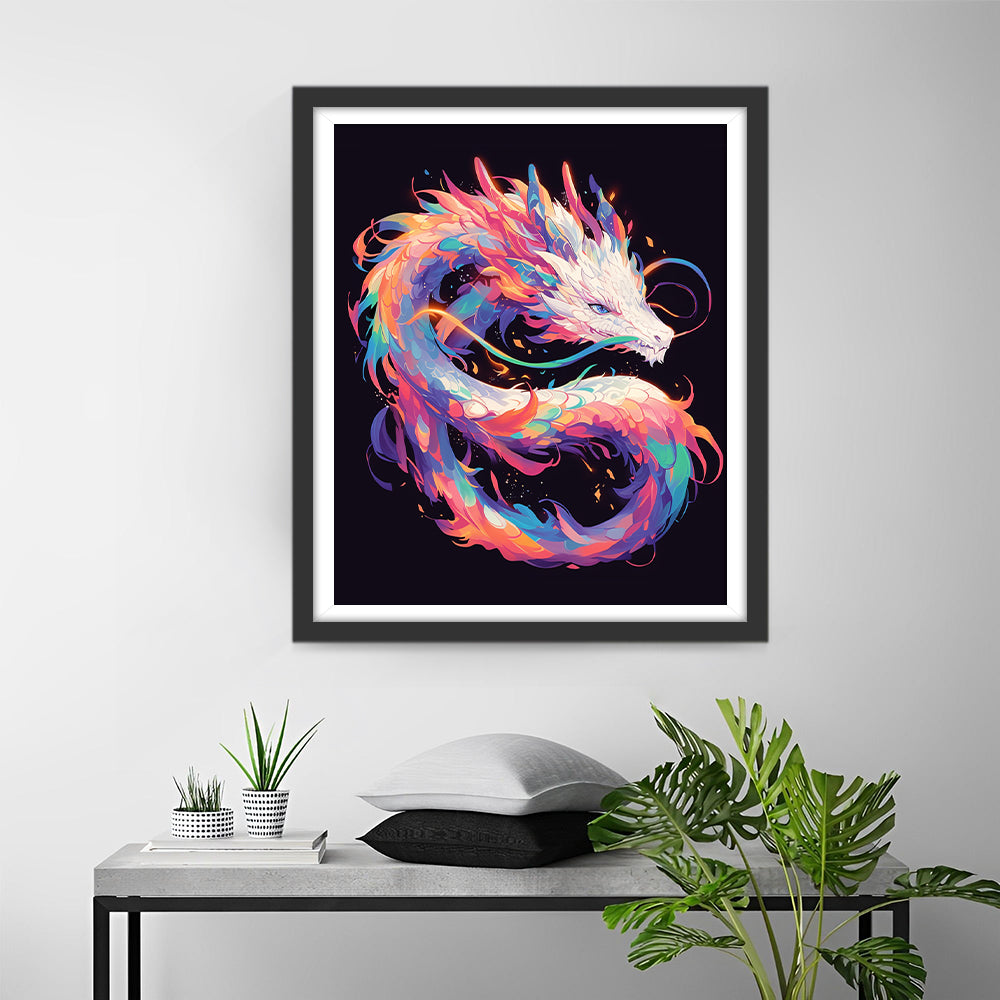Een Kleurrijke Opgerolde Draak Diamond Painting
