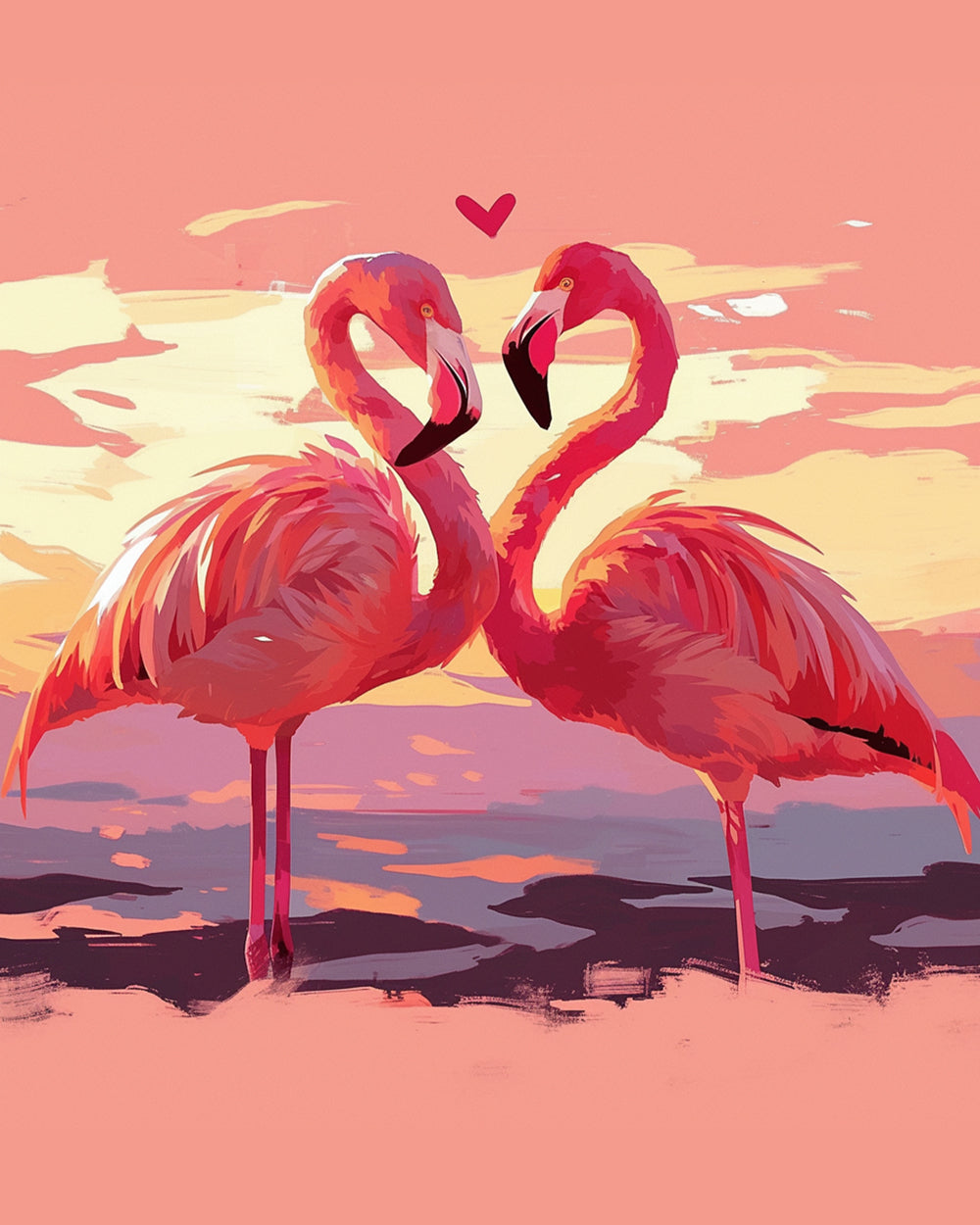 Een Koppel Rode Flamingo's Diamond Painting