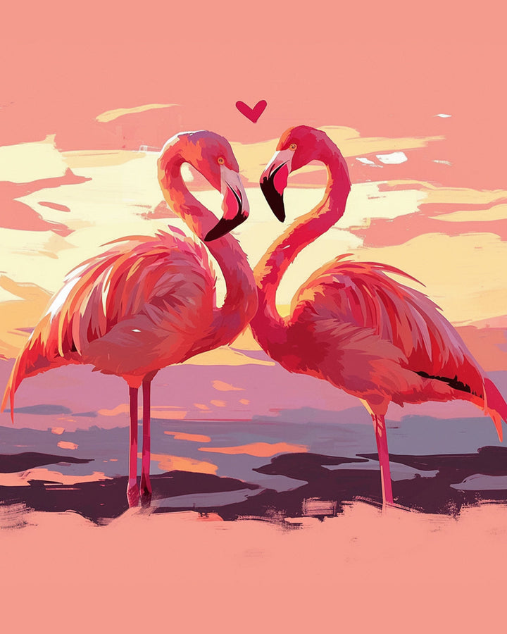 Een Koppel Rode Flamingo's Diamond Painting