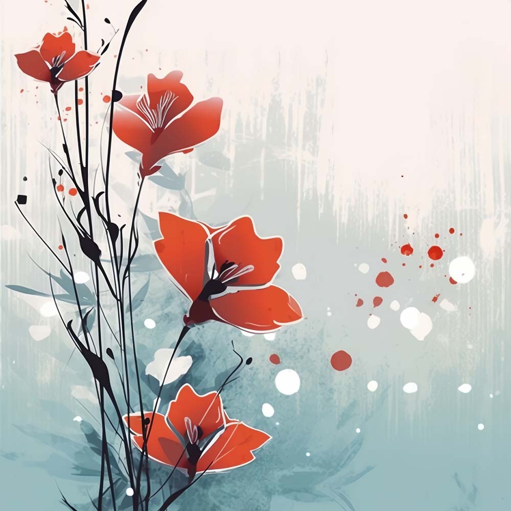 Een Paar Kleine Rode Bloemen Diamond Painting