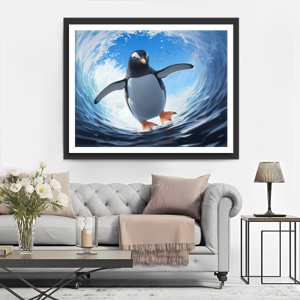 Een Pinguïn op de Golf Diamond Painting