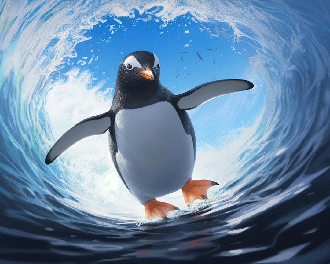 Een Pinguïn op de Golf Diamond Painting