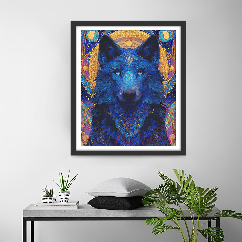 Een Prachtige Blauwe Wolf Diamond Painting
