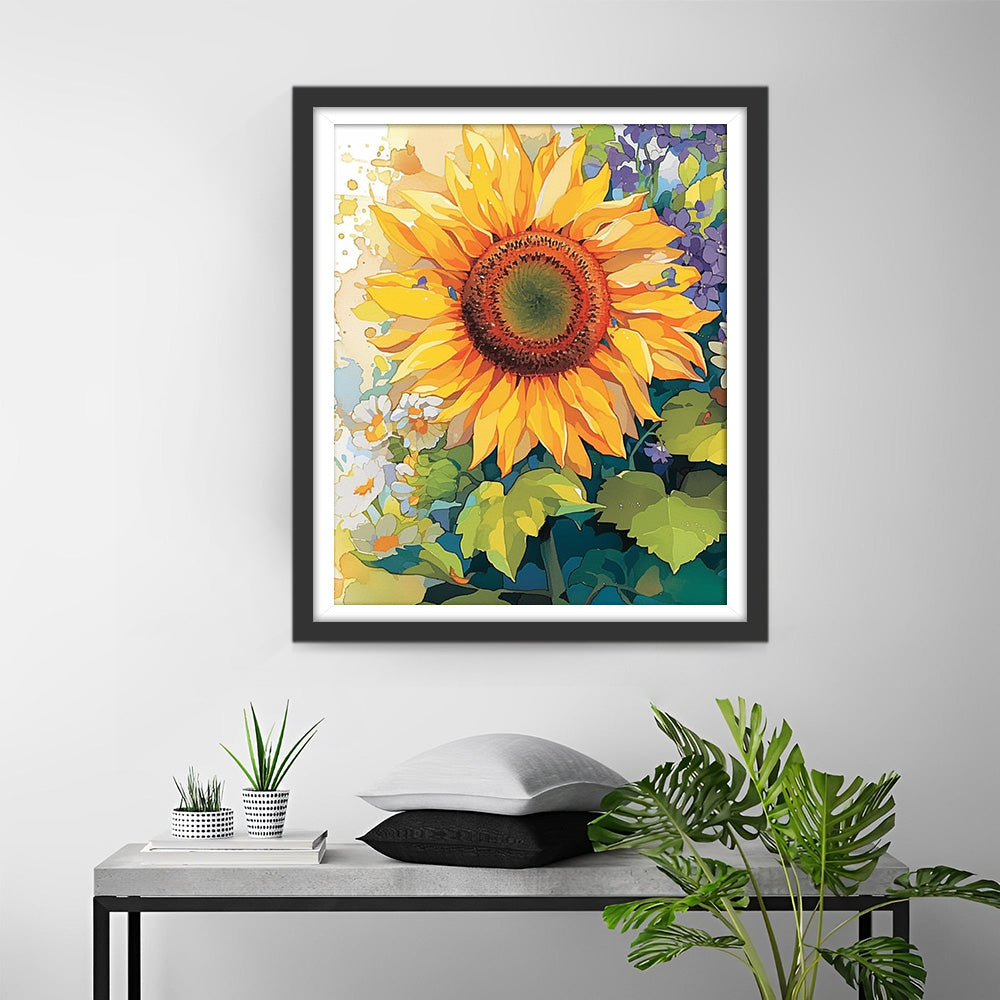 Een Reuzenzonnebloem Diamond Painting