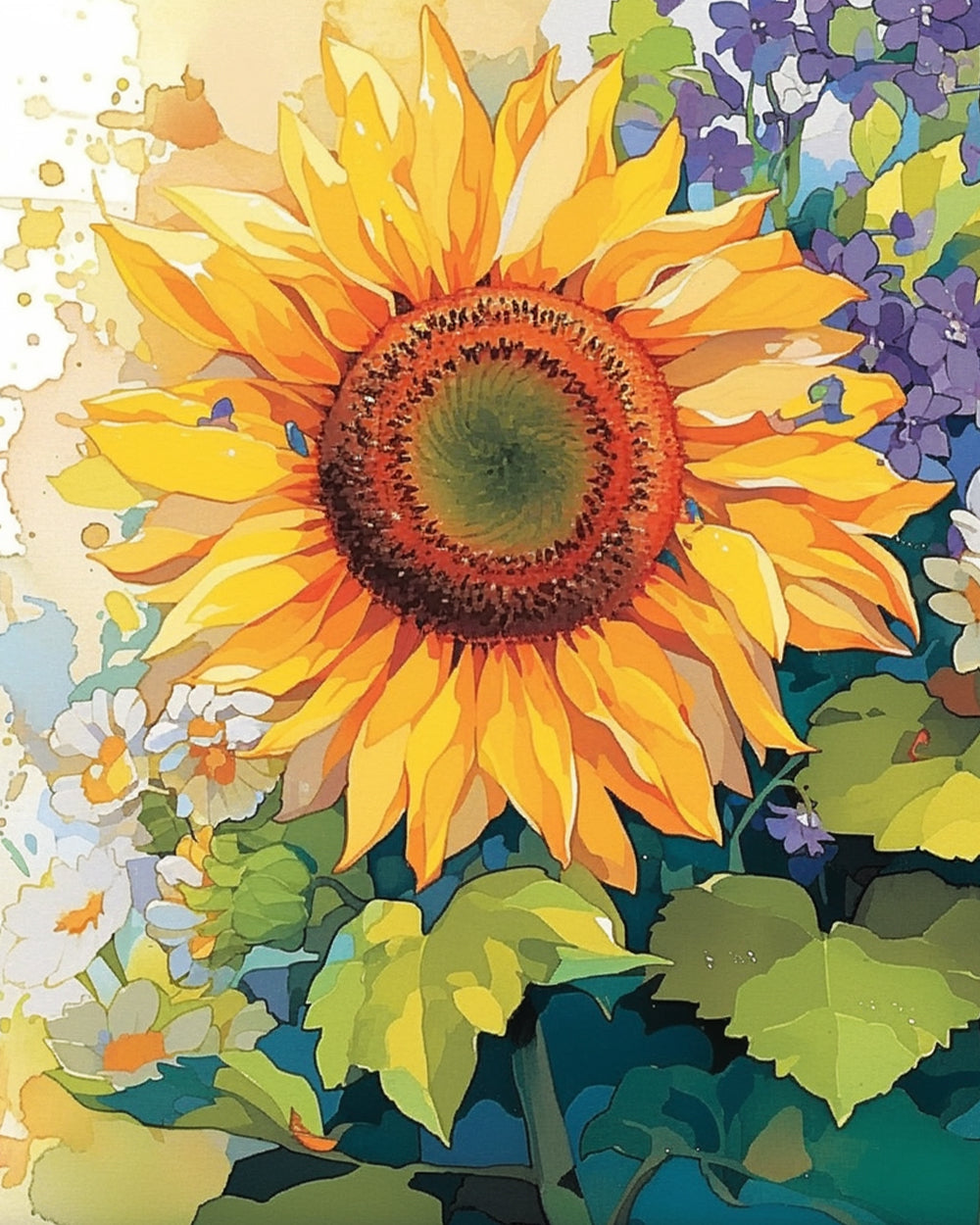 Een Reuzenzonnebloem Diamond Painting