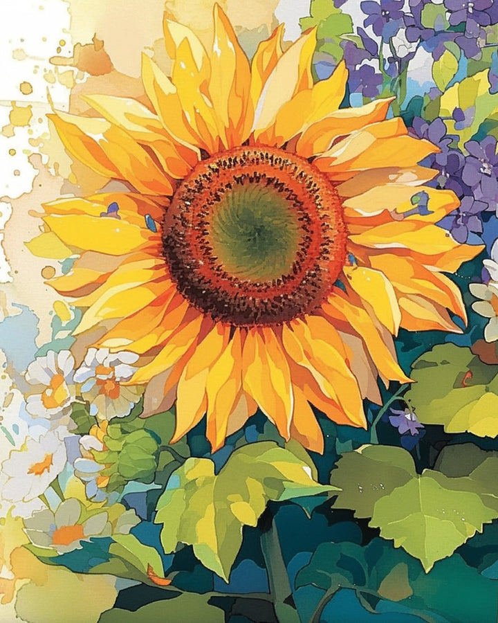 Een Reuzenzonnebloem Diamond Painting