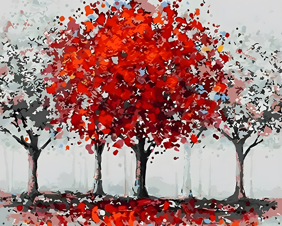 Een Rode Boom Diamond Painting