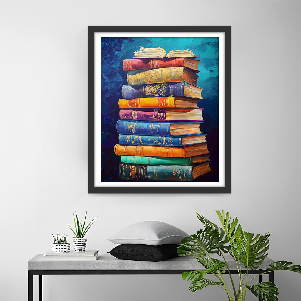 Een Stapel Klassieke Boeken Diamond Painting