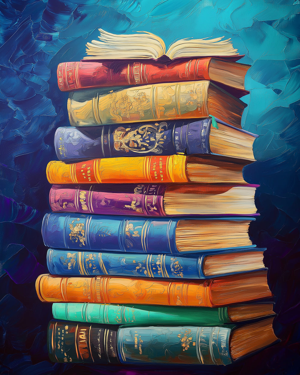Een Stapel Klassieke Boeken Diamond Painting