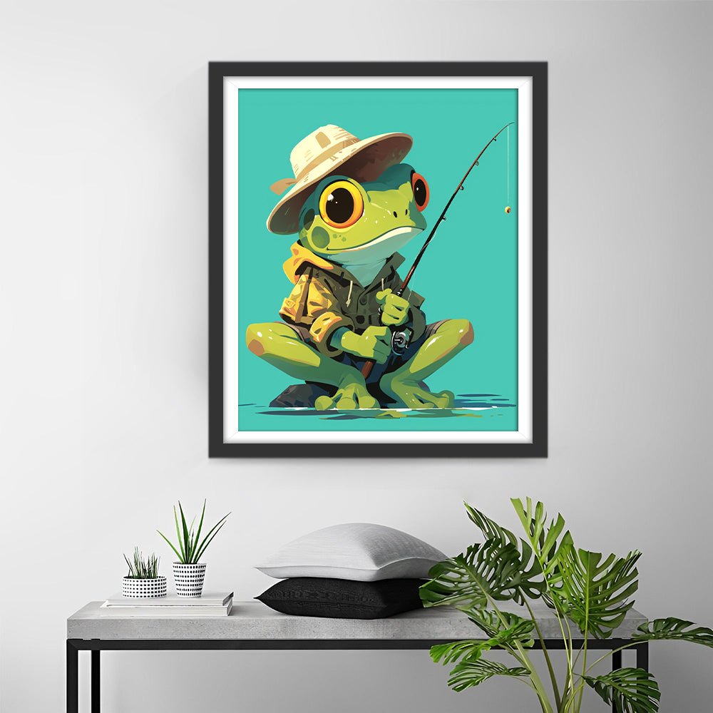 Een Vissende Kikker Diamond Painting