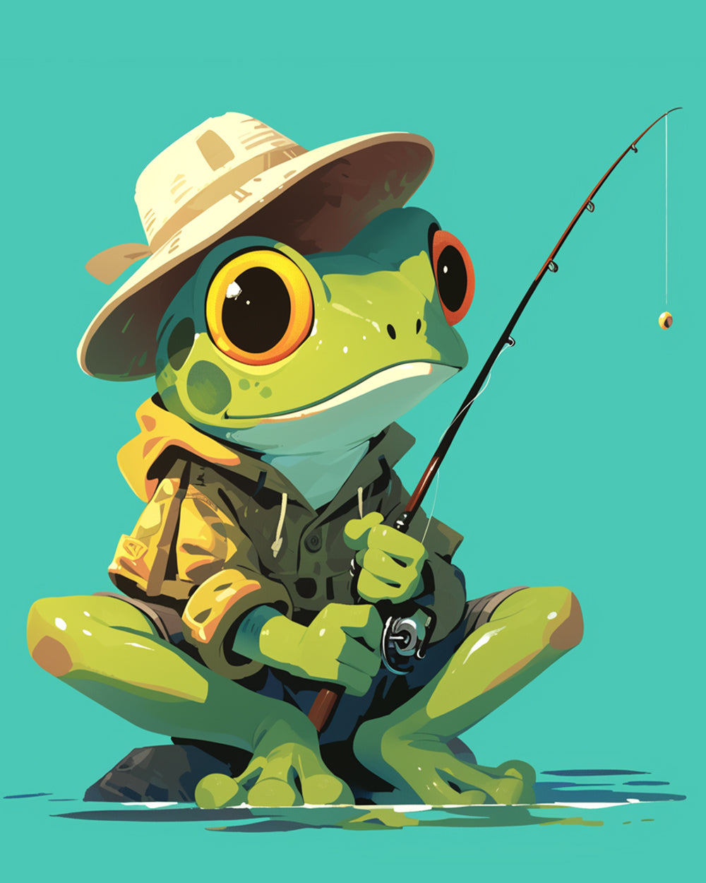 Een Vissende Kikker Diamond Painting