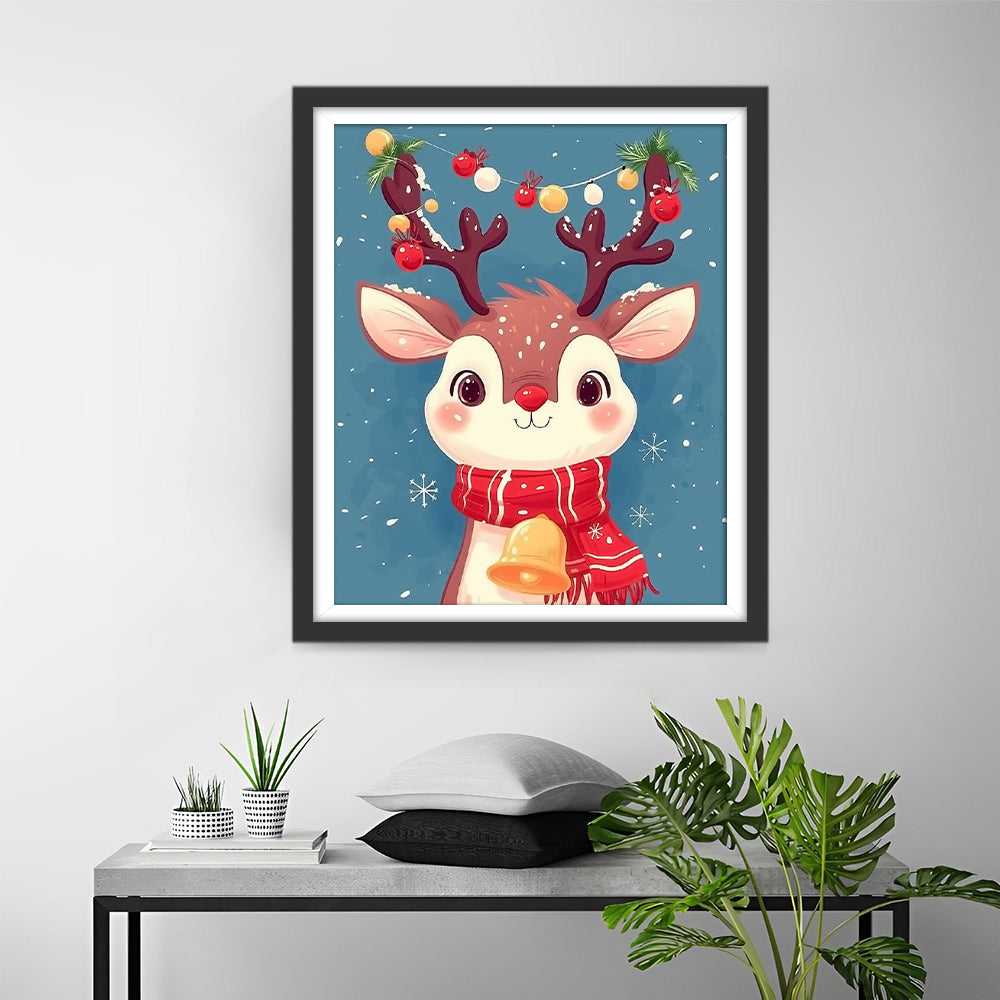Een Vrolijk hert Voor Kerstmis Diamond Painting