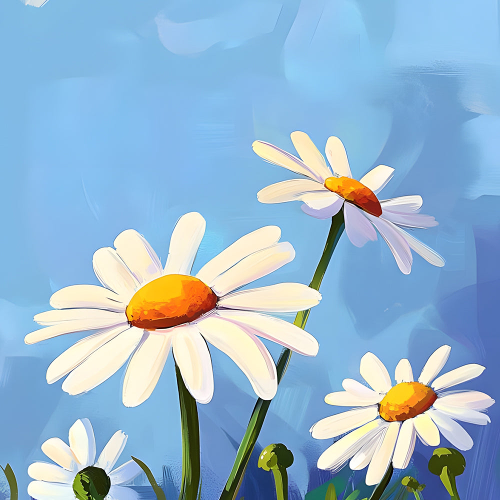 Eenvoudige Witte Madeliefjes Diamond Painting