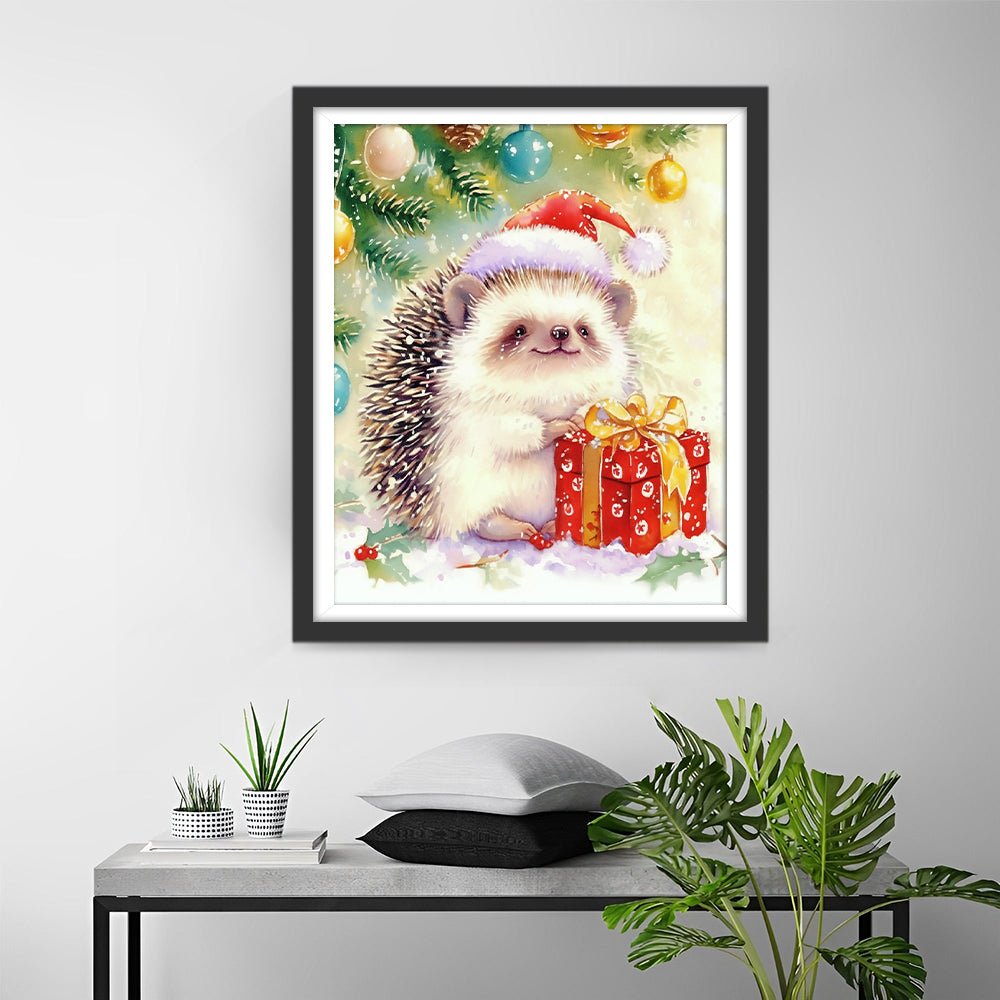 Egel en Cadeau voor Kerst Diamond Painting