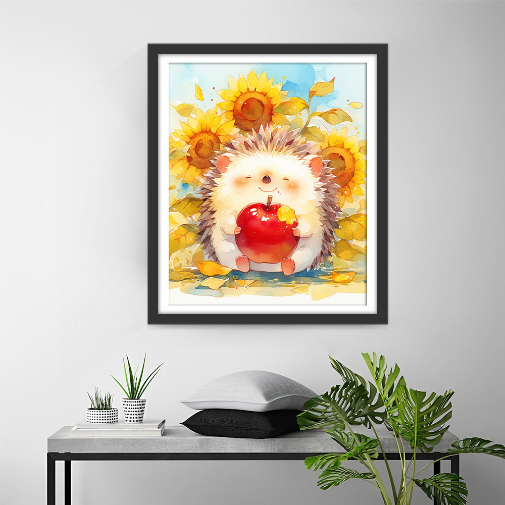 Egel met Appel voor de Zonnebloemen Diamond Painting