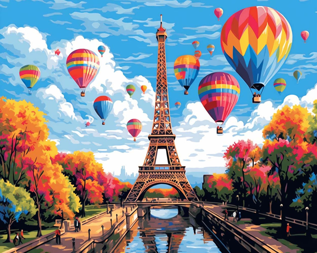 Eiffeltoren en Luchtballonnen Diamond Painting