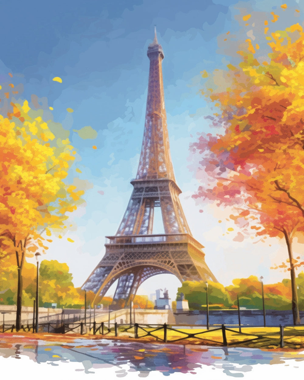 Eiffeltoren in Parijs in de Herfst Diamond Painting