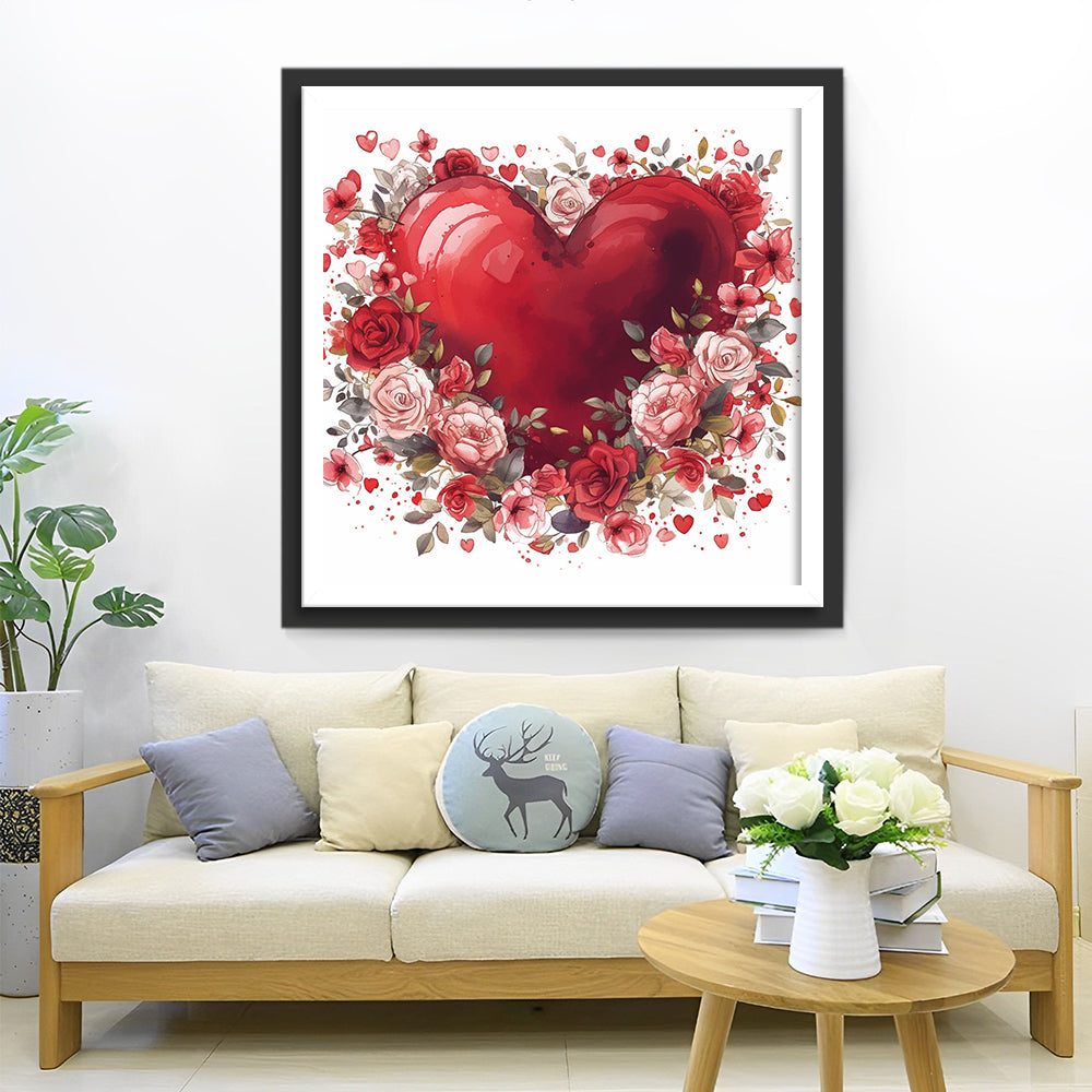 Elegant Hart met Rozen Diamond Painting