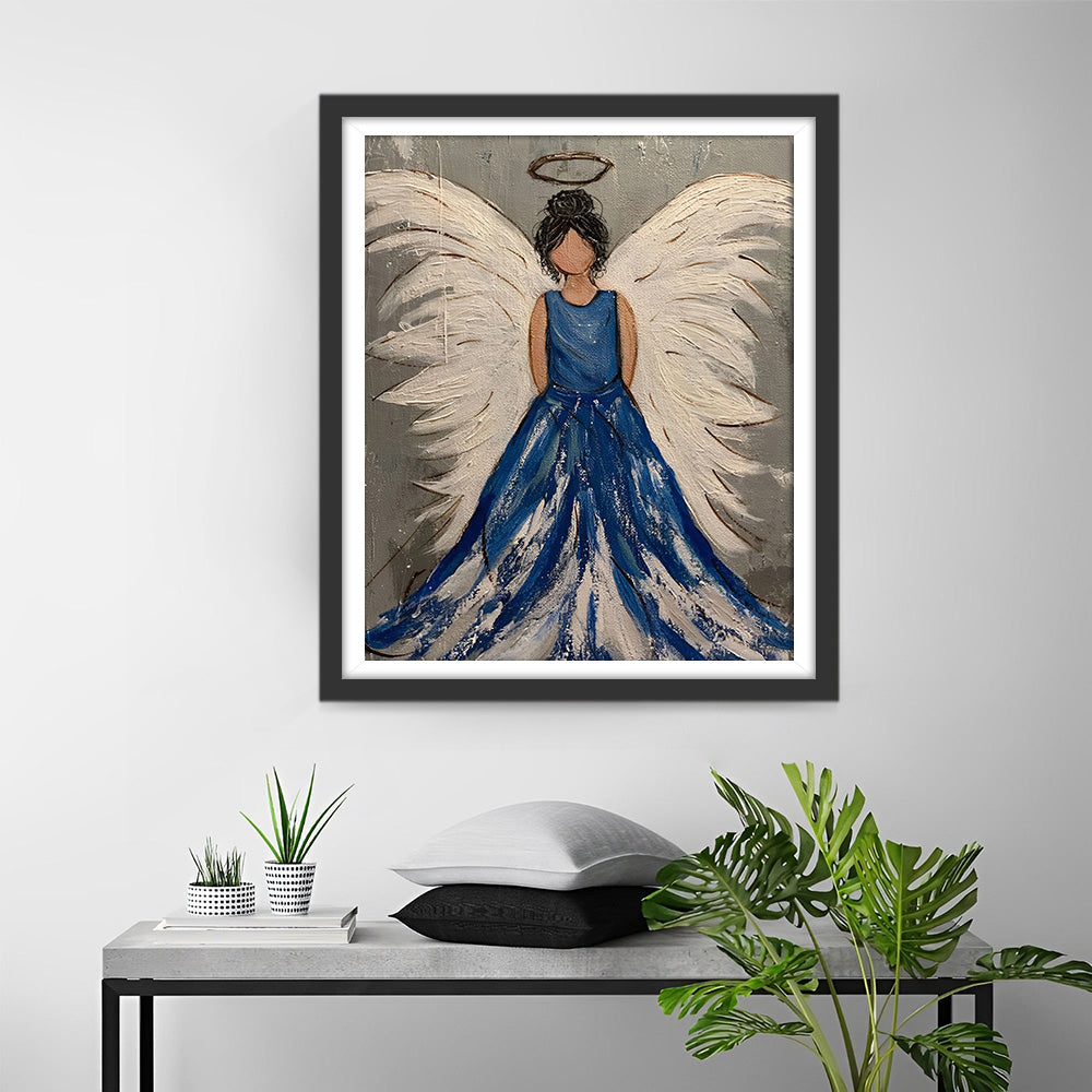 Engel in Blauwe Jurk Diamond Painting