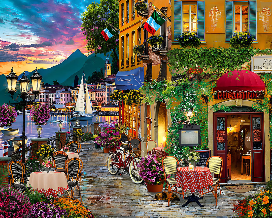 Europese Stad bij Dusk Diamond Painting