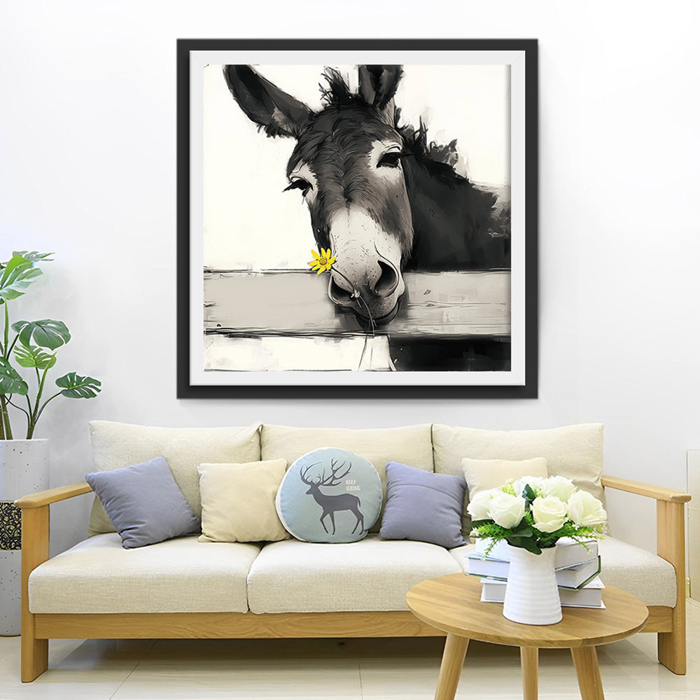 Ezel en Gele Madelief Diamond Painting