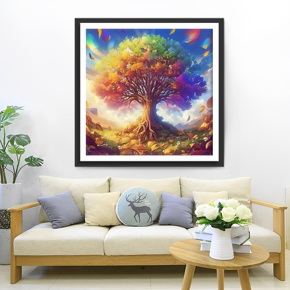 Fantasierijke Kleurenboom in een Dromerige Wereld Diamond Painting