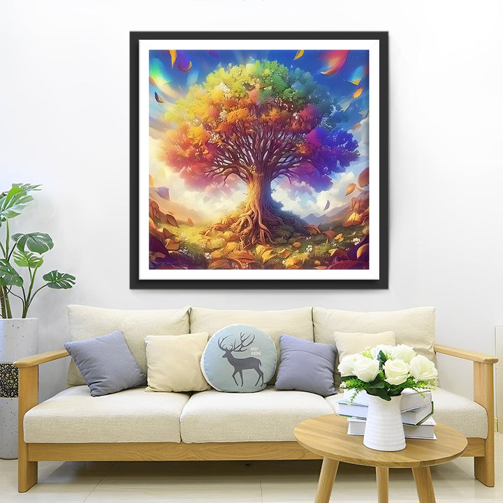 Fantasierijke Kleurenboom in een Dromerige Wereld Diamond Painting