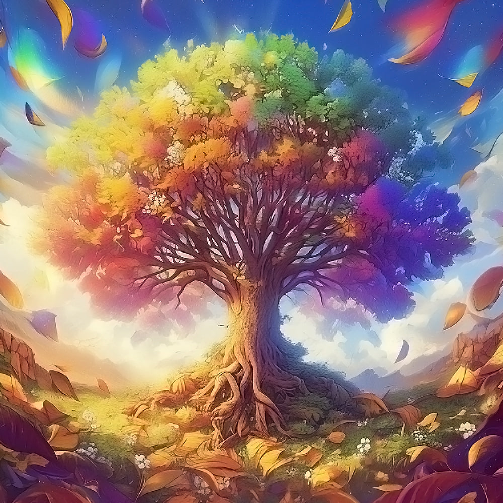 Fantasierijke Kleurenboom in een Dromerige Wereld Diamond Painting