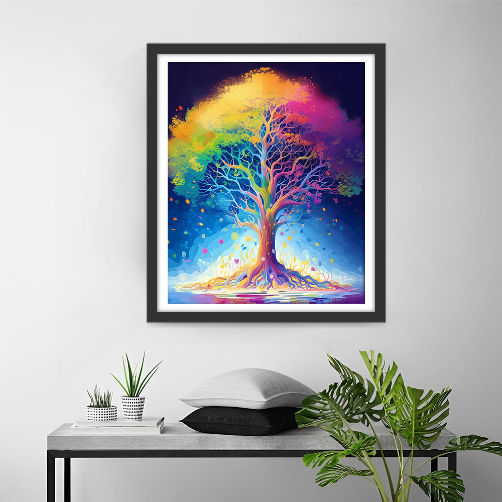 Fantasierijke Kleurrijke Boom Diamond Painting
