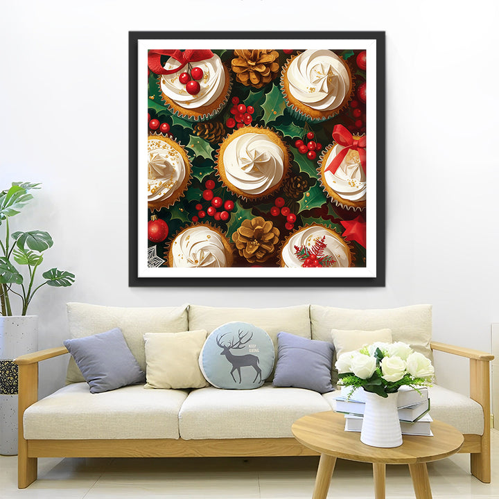 Feestelijke Kerstcupcakes Diamond Painting