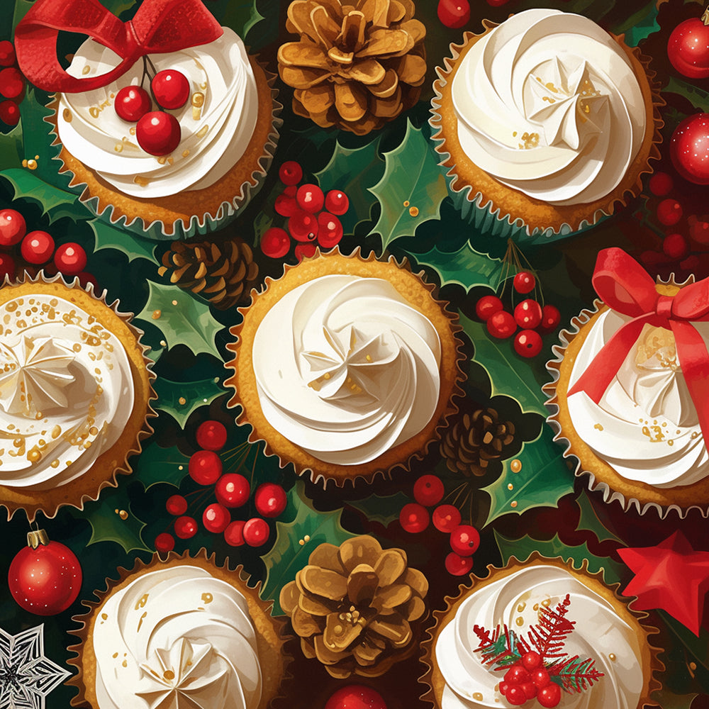 Feestelijke Kerstcupcakes Diamond Painting