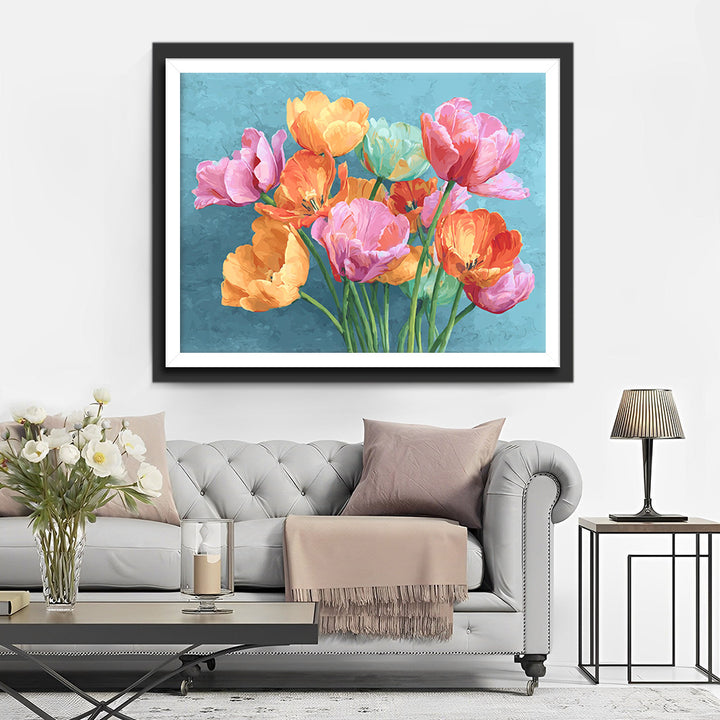 Felgekleurde Tulpen Diamond Painting