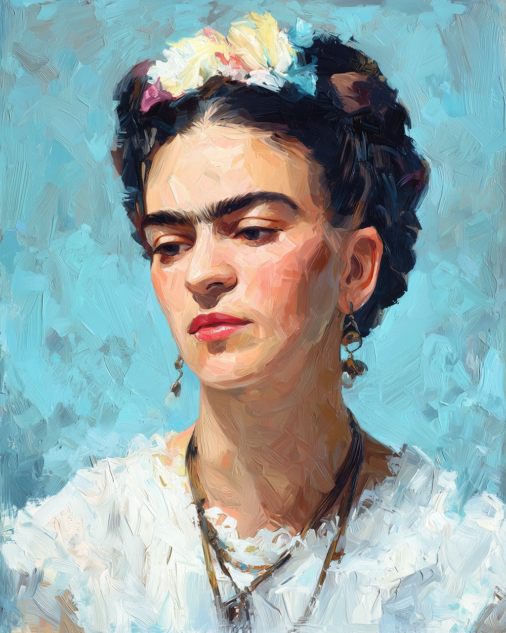 Frida Kahlo in een Witte Jurk Diamond Painting