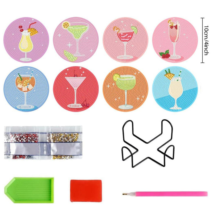 Fruitaroma Cocktails Diamond Painting Onderzetters 8 Stuks
