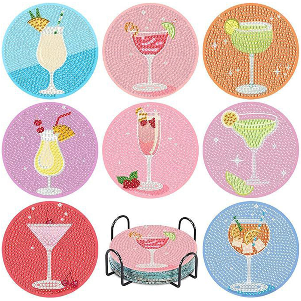Fruitaroma Cocktails Diamond Painting Onderzetters 8 Stuks